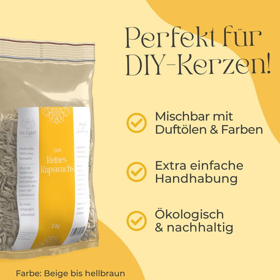 Rapswachs für Standkerzen in Pastillen, hergestellt in DE