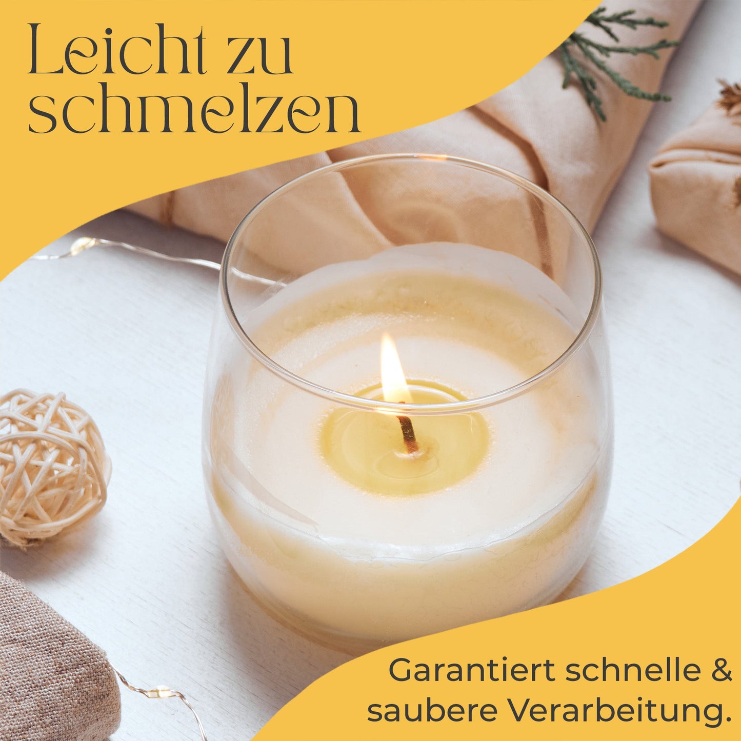 Rapswachs für Behälterkerzen in Pastillen, hergestellt in DE